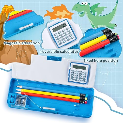 Miniatura 2 de Henoyso Caja de Lápices Multifuncional para Niños Estuche de Lápices de Dinosaurio con Calculadora y Sacapuntas Estuche de Lápices Genial y Lindo