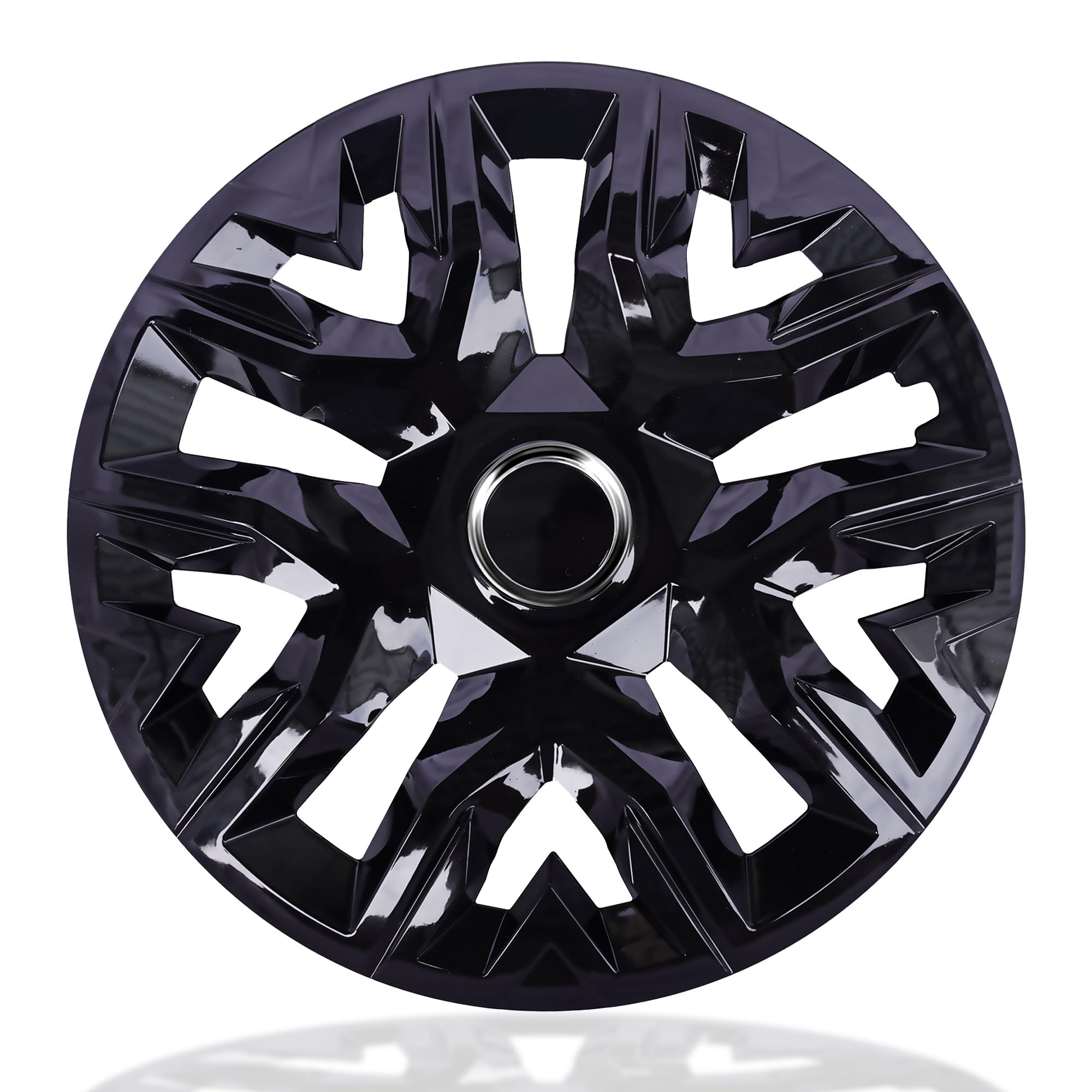 NRM Perfecto Black Lot de 4 enjoliveurs 38 cm pour jantes en acier | 15″ Enjoliveurs 4 pièces Noir