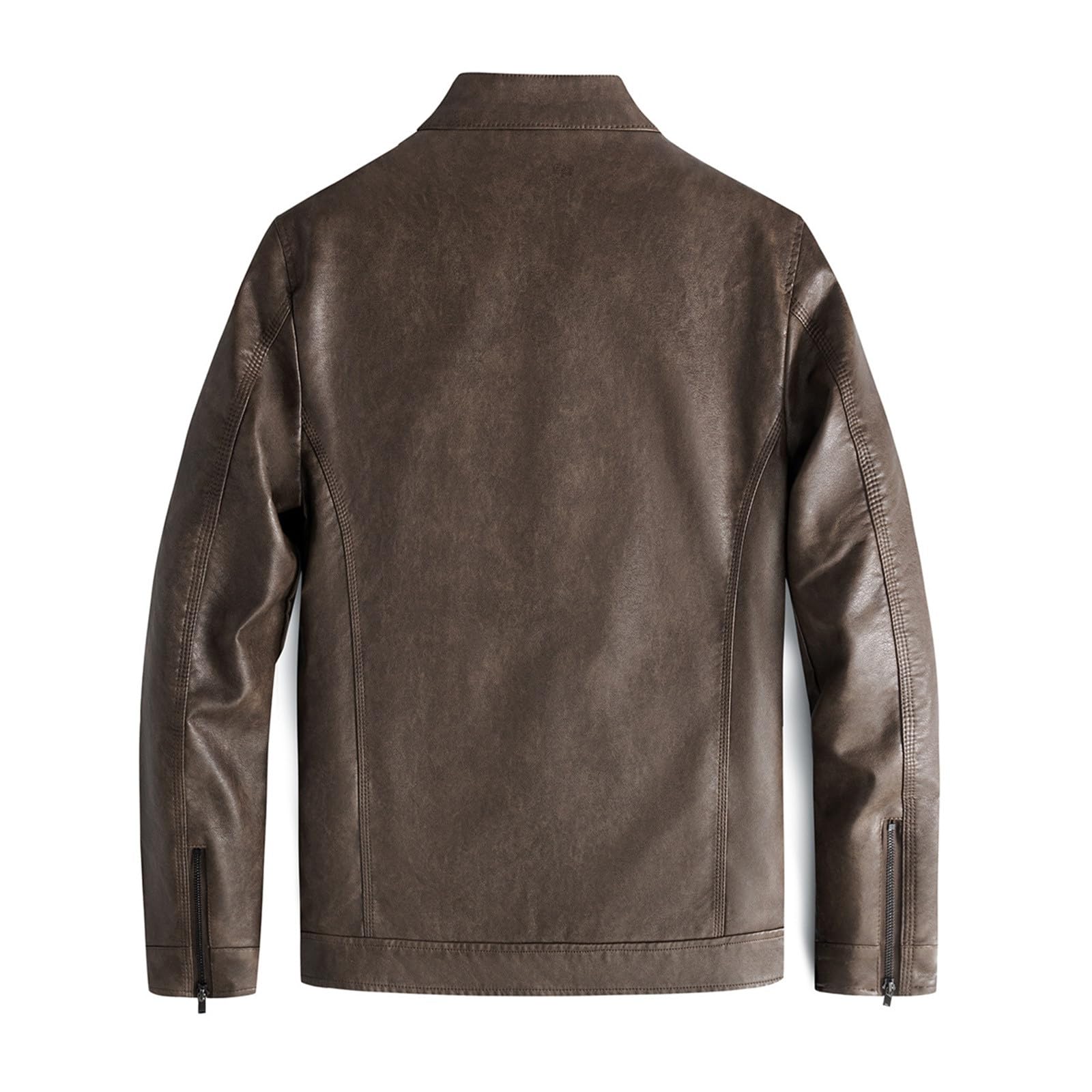 DüNne Regenjacke Herren Fit Kragen Motorrad gewaschen Lederjacke Top Mantel