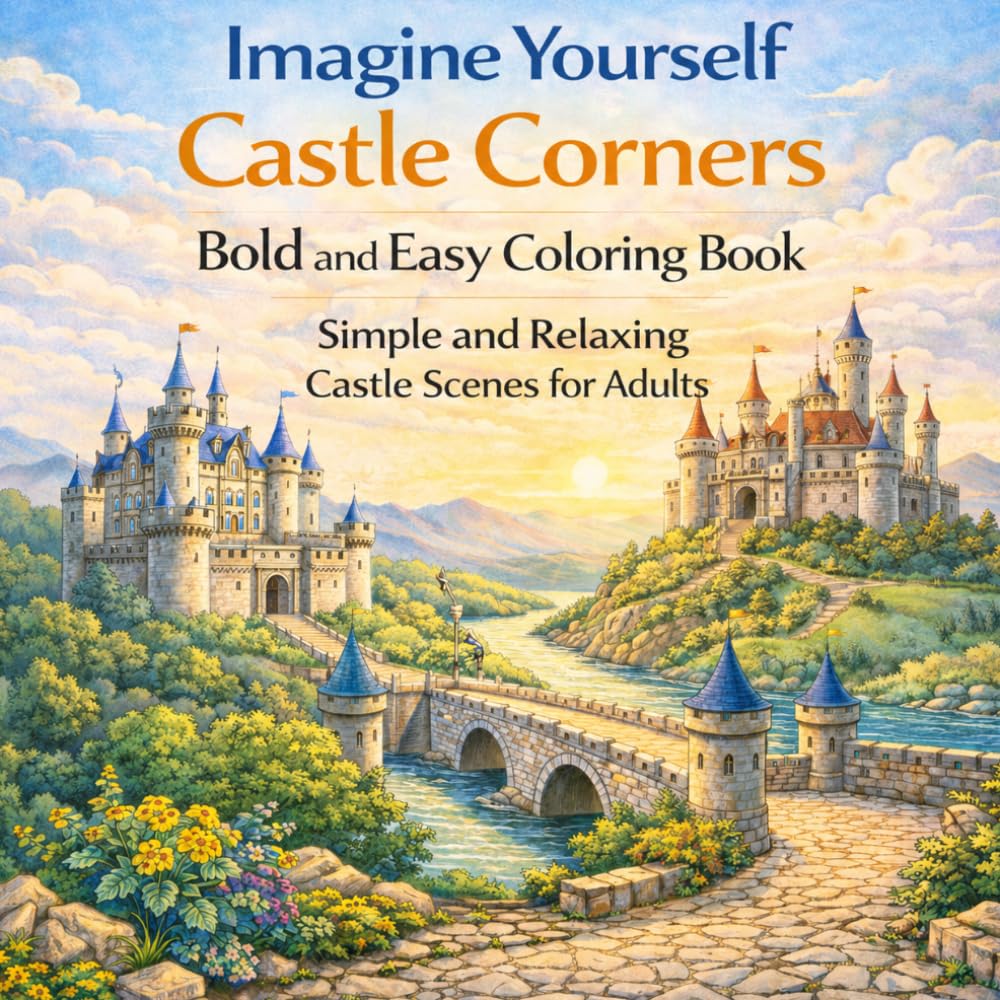 Imagine Yourself: Castle Corners Bold and Easy Coloring Book: Simple and Relaxing Castle Scenes for Adults (Imagine Yourself Coloring Series)