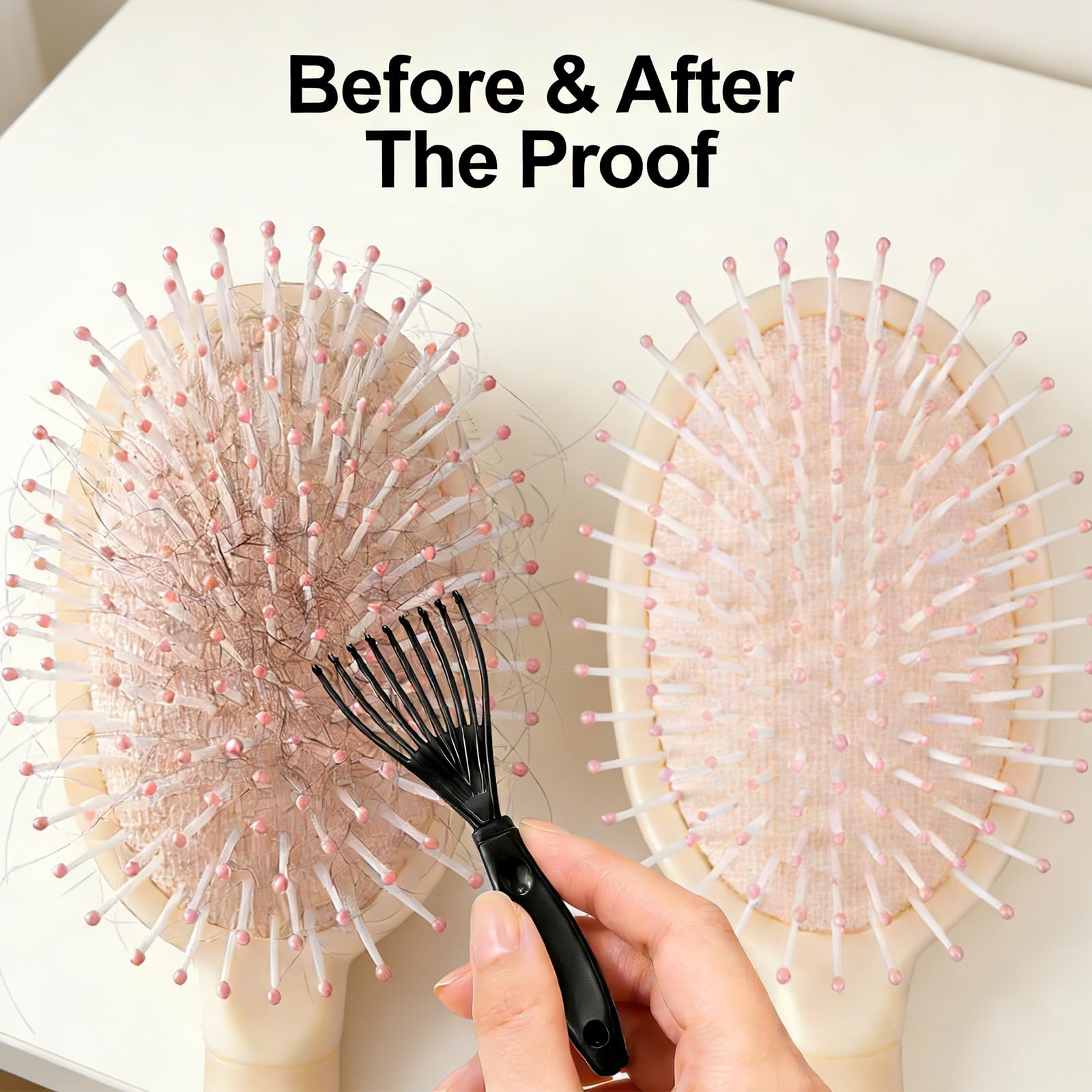 Paquete de 10 herramientas de limpieza de peines, cepillo removedor de pelo con mango para limpieza profunda, cepillo de cuero cabelludo y rastrillo limpiador de peines para el cabello, accesorios de — view 2