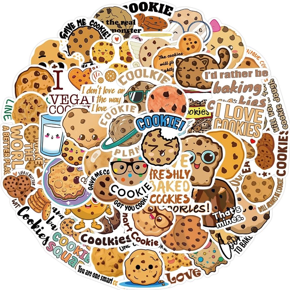 50 Pieces Cookies Stickers for Water Bottle - Image 3