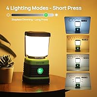 Vista 3 de LED Camping Lantern Rechargeable, Consciot Camping Lights, 1000LM, 4 Light Modes, 4400mAh Power Bank, IPX4 Waterproof, Dimmable Tent Lights for