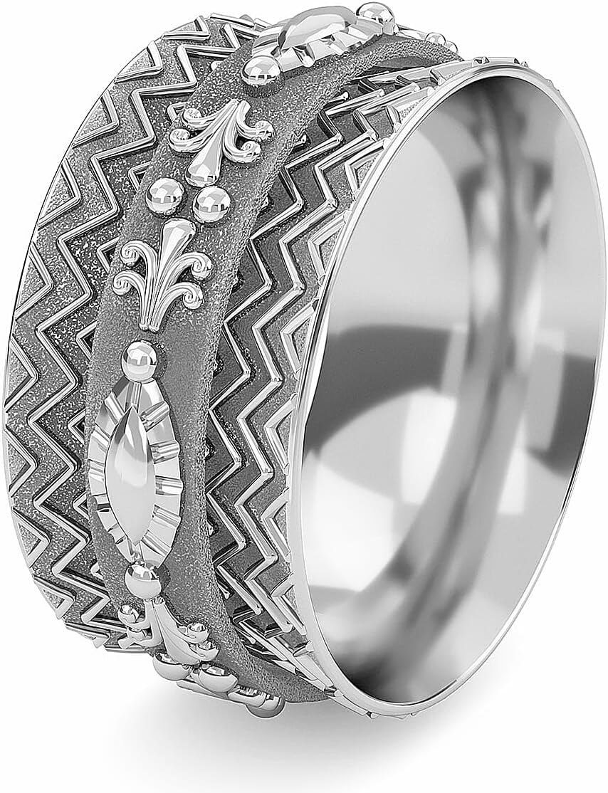 Fidget Ring Women - Anxiety Rings for Women in 925 Sterling Silver - Floral Fashion Cute Spinner Summer Boho Jewelry - Oxidized Thumb Band Worry Stress Relief - Gifts for Womens