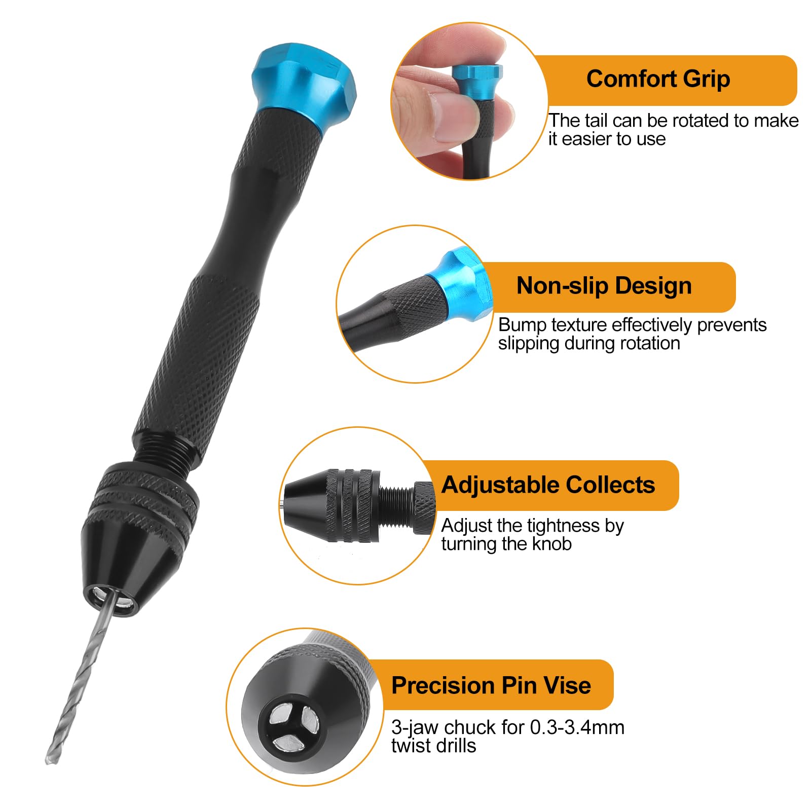 Mini Pin Vise Drill Set - 28 Bits for Jewelry & DIY -4