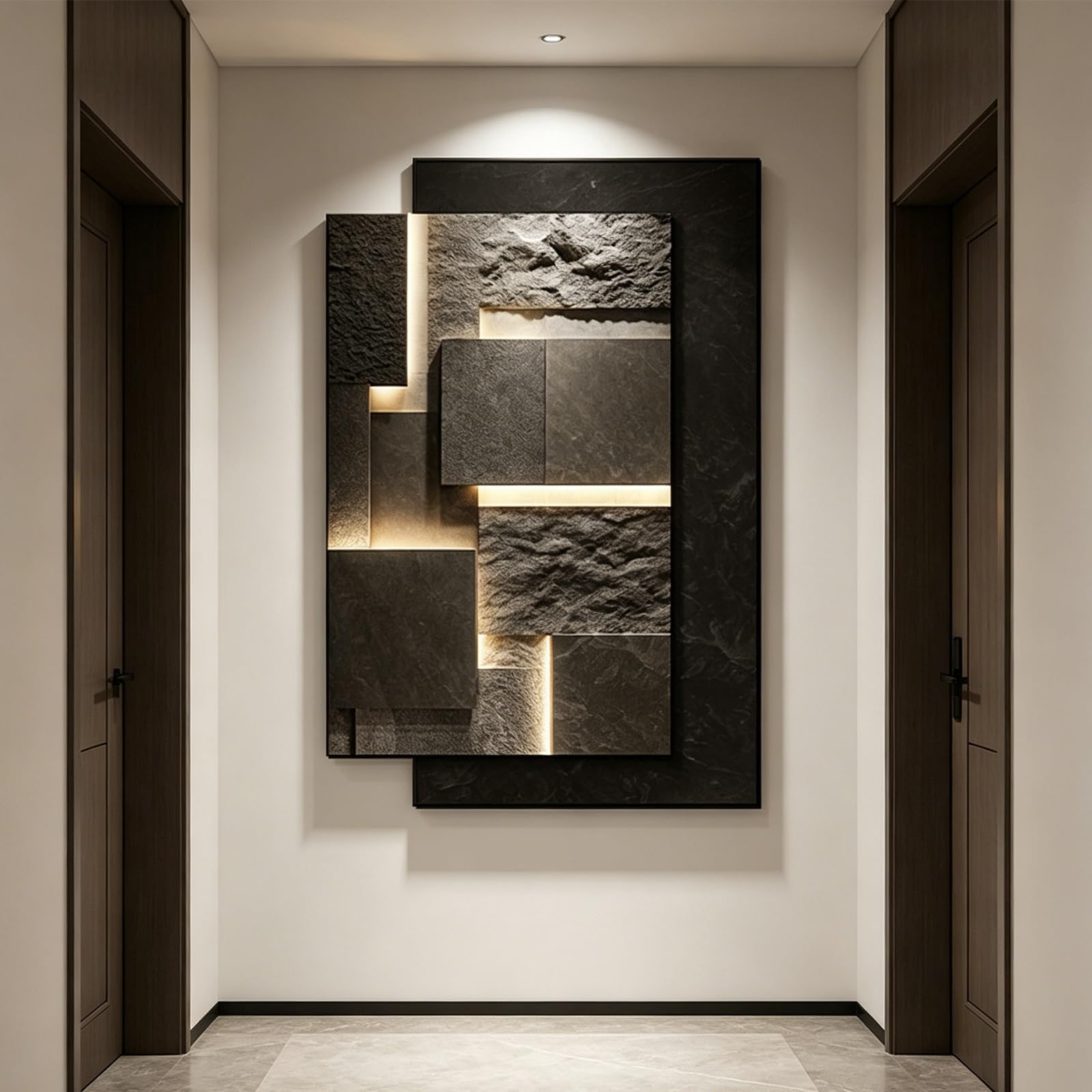 PGZMDTWI 3D Sandstone LED Remote Abstract Vertical Sculpture,Modern Living Room Entryway Hallway Wall Ornament(D,100 * 150CM 9.4 * 59.1IN)