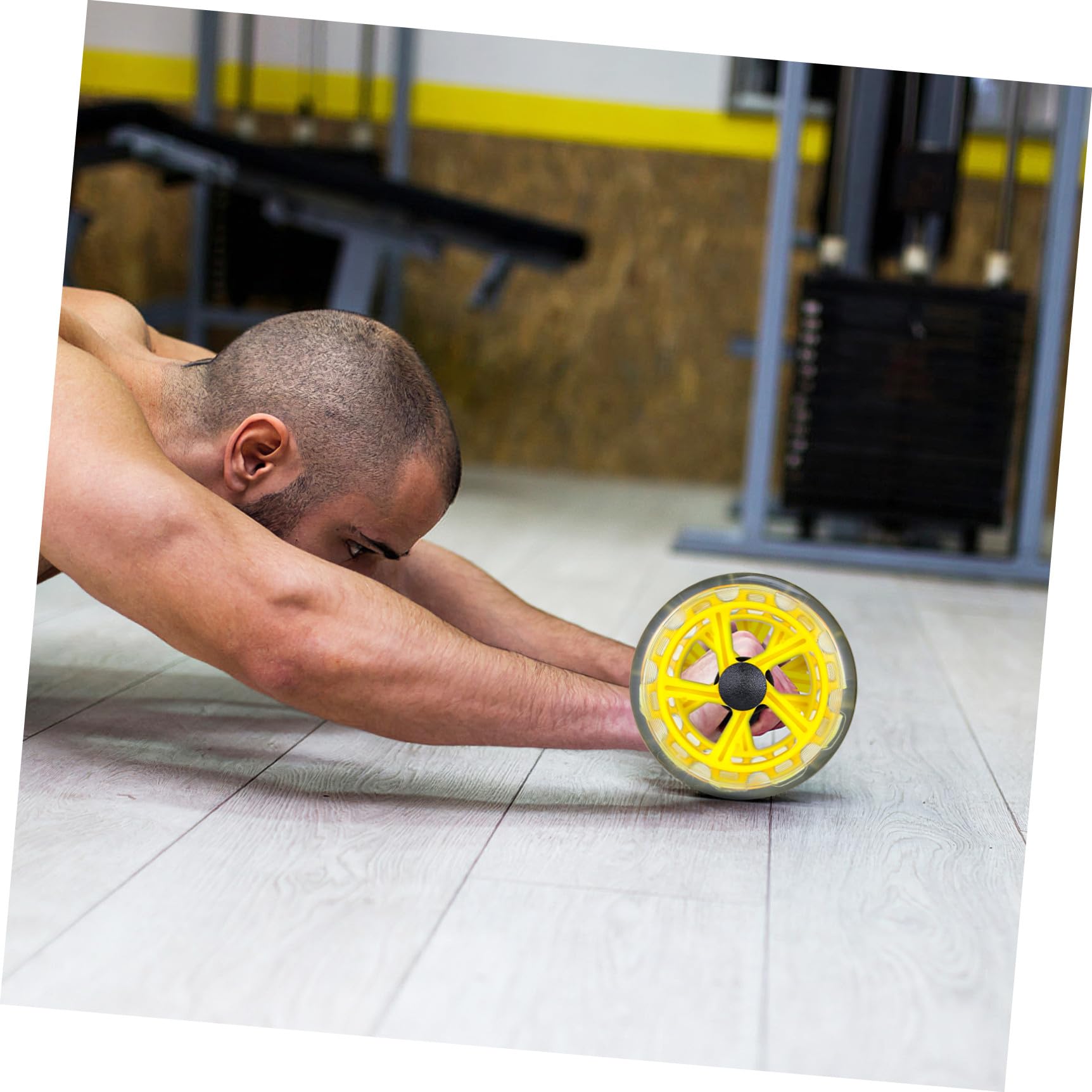 Rueda de Fitness Abdominal Doble Amarilla con Agarre Antideslizante para Hombre y Mujer Equipo Abdominal para Ejercicio Casa Aparato Gimnasio Portátil para Tonificar Músculos y