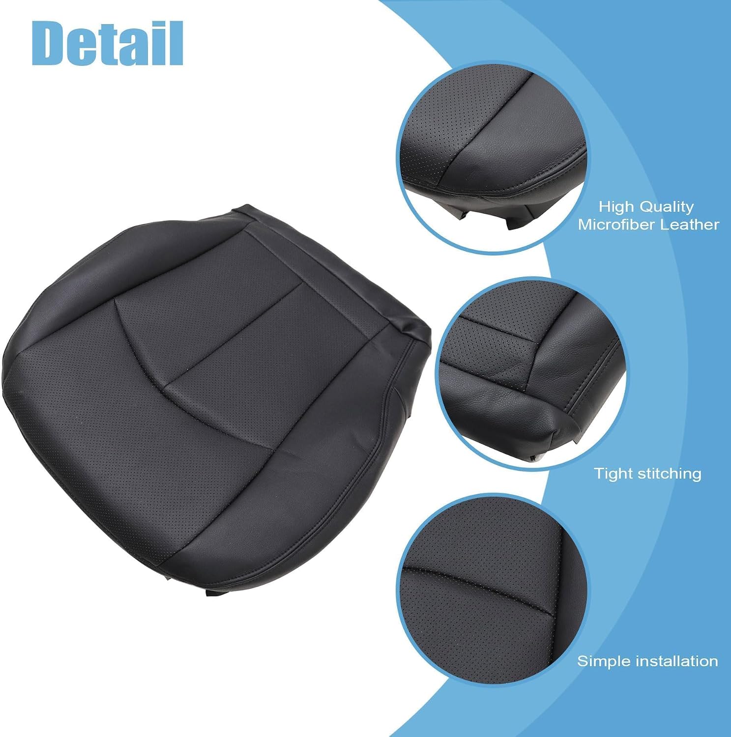 Driver Bottom Leather Replacement Perforated Seat Cover Black Fit for Mercedes Benz E320 E350 E500 2003 2004 2005 2006 2007 2008 2009