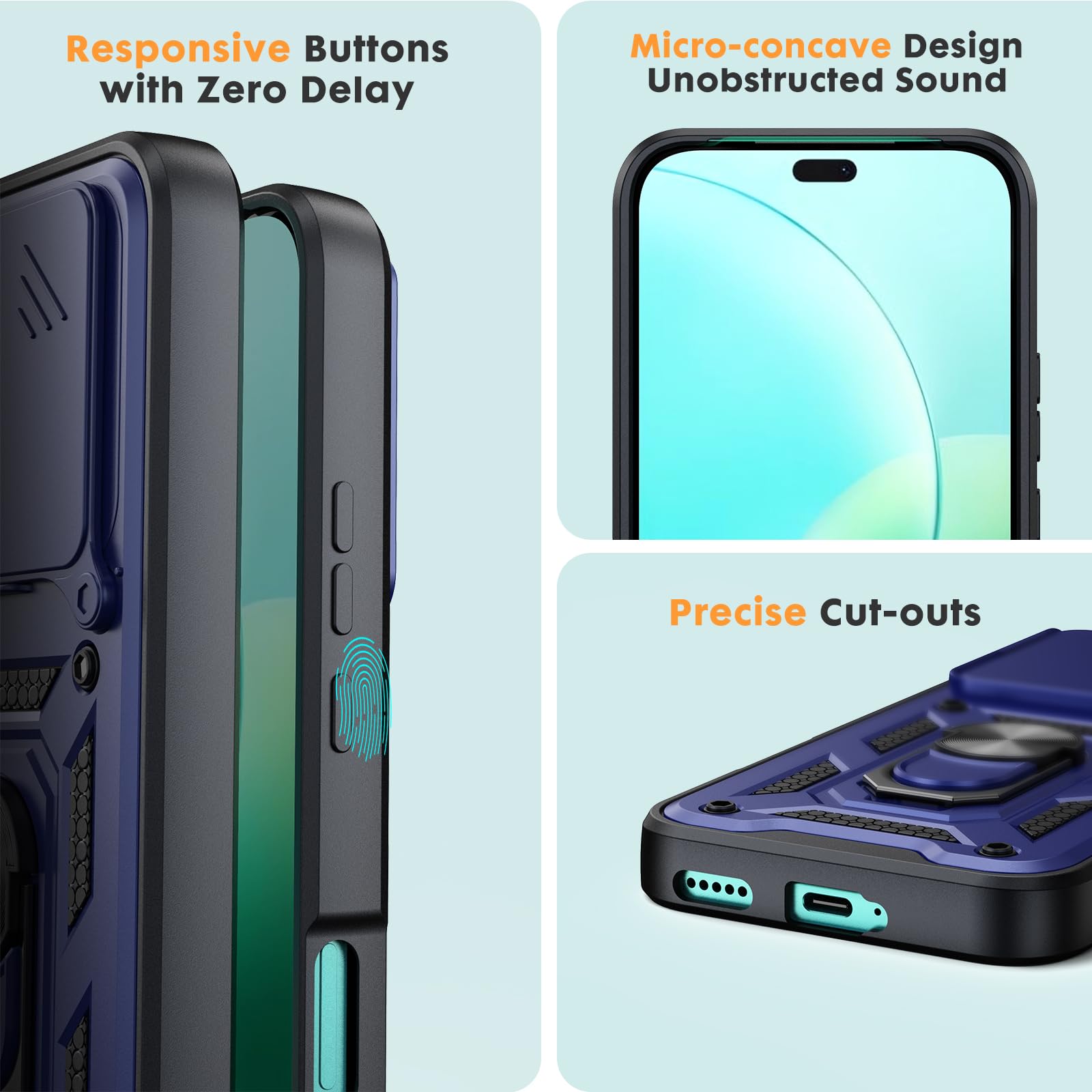 Custodia Honor 400 Lite 2 In 1: Protezione Totale Con Vetro Temperato E Cover Blu Stile Militare! - 3