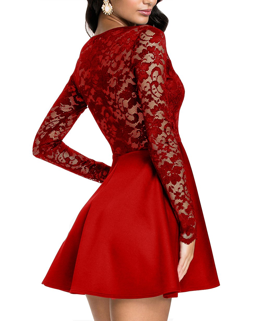Nuoreel Womens Lace Bodice Skater Dress Large Bright Red | Desertcart Belize Nuoreel Womens Lace Bodice Skater Dress Large Bright Red | Desertcart Belize