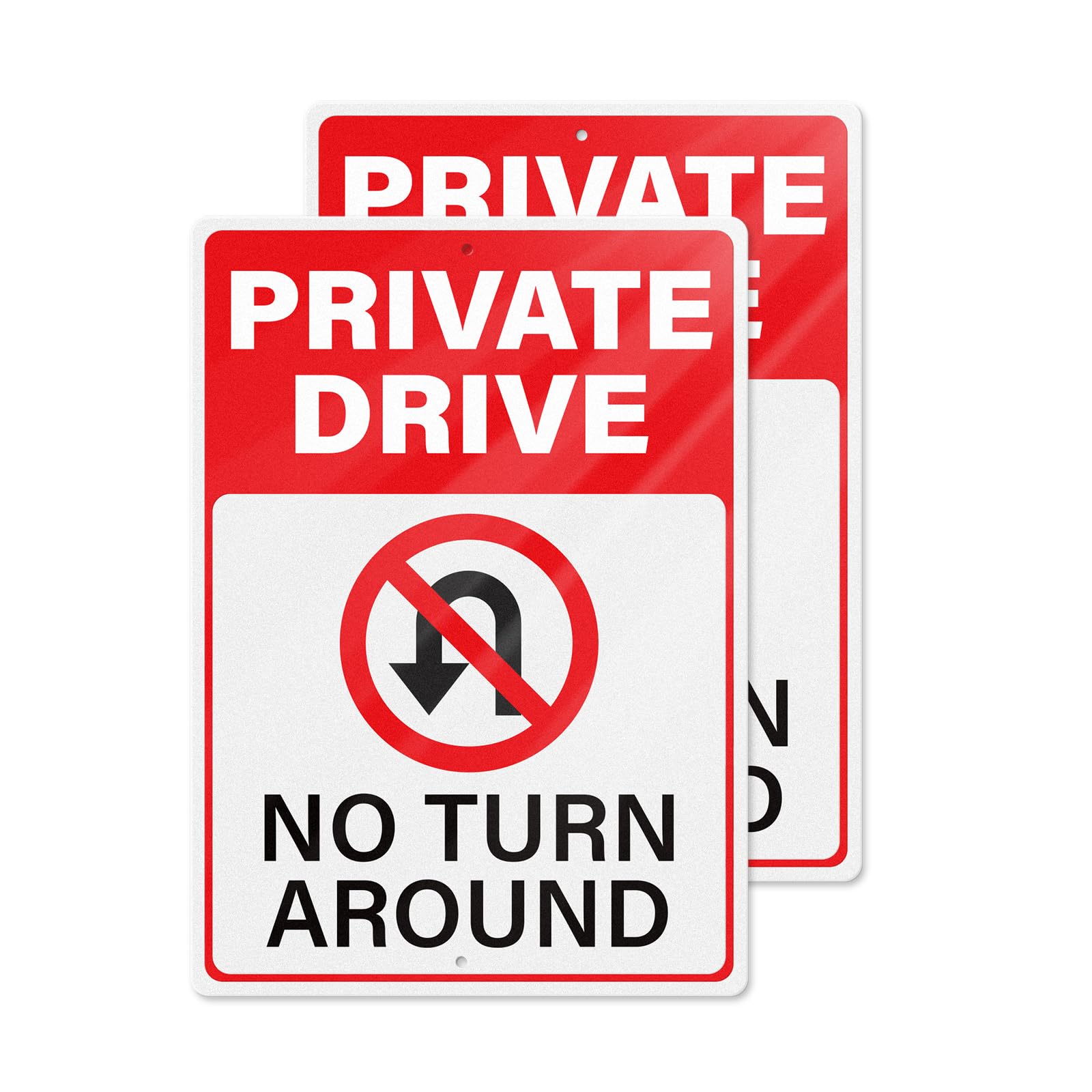Panneau Private Drive No Turn Around pour signalisation de chemin privé extérieur, pack de 2 - 7