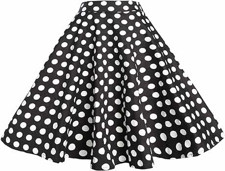BI.TENCON Women Vintage Skirt Smock Waist Navy Blue Cat