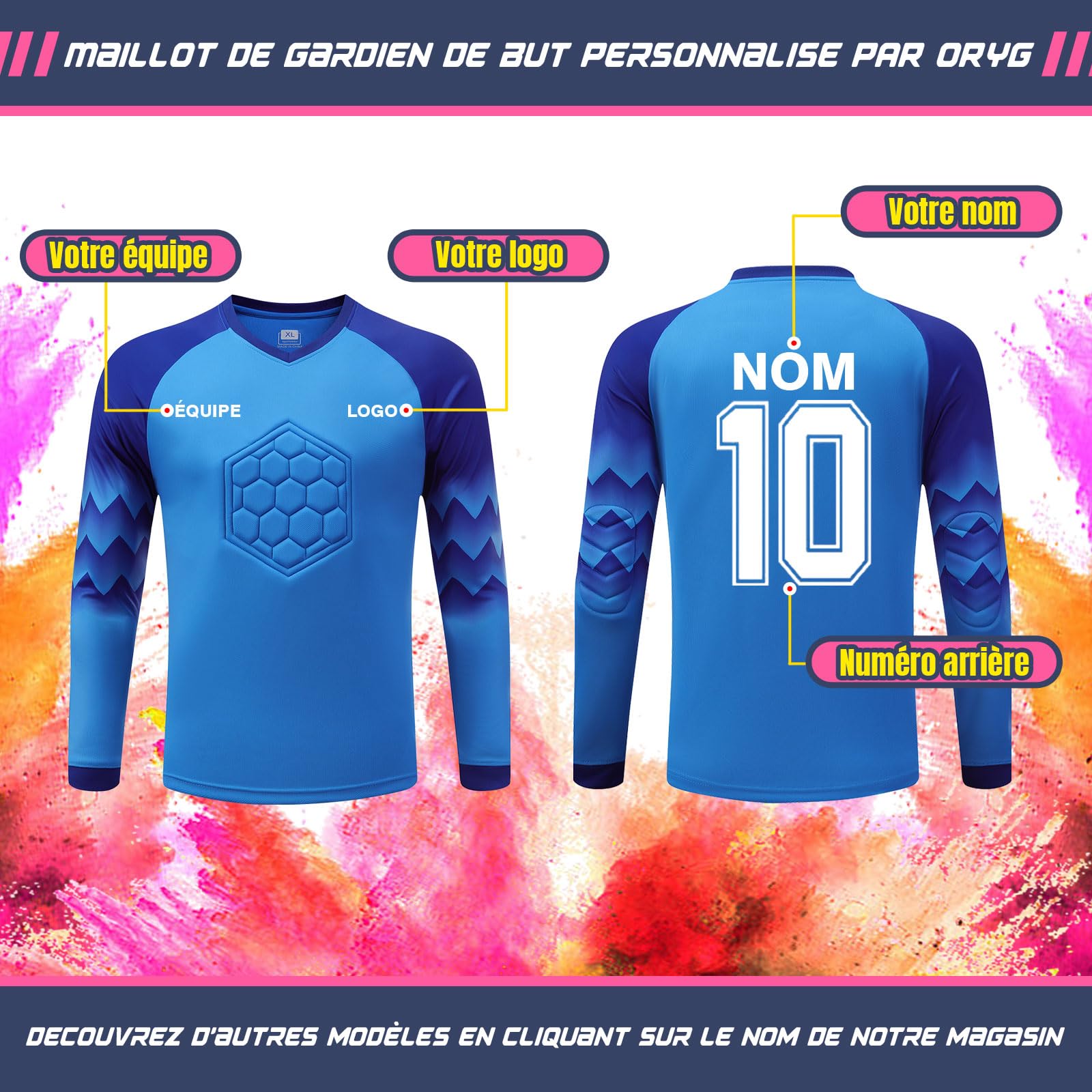 ORYG Kit Gardien Personnalisé Maillot de Football Personnalisé pour Enfants Jeunes Adultes avec Logo Nom de L'équipe