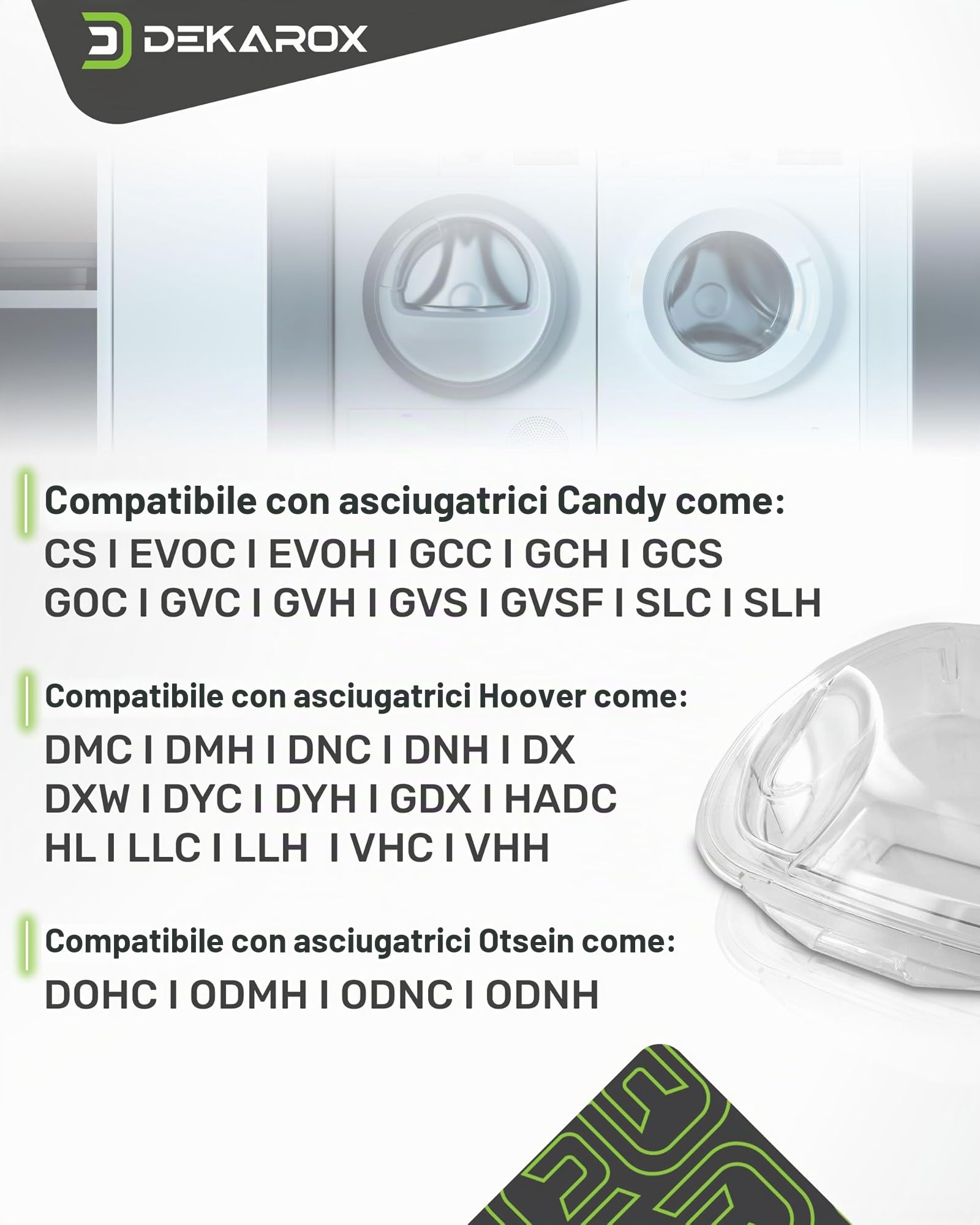 Contenitore per acqua per Candy Hoover Otsein 40008542 40009648 per asciugatrice a condensatore