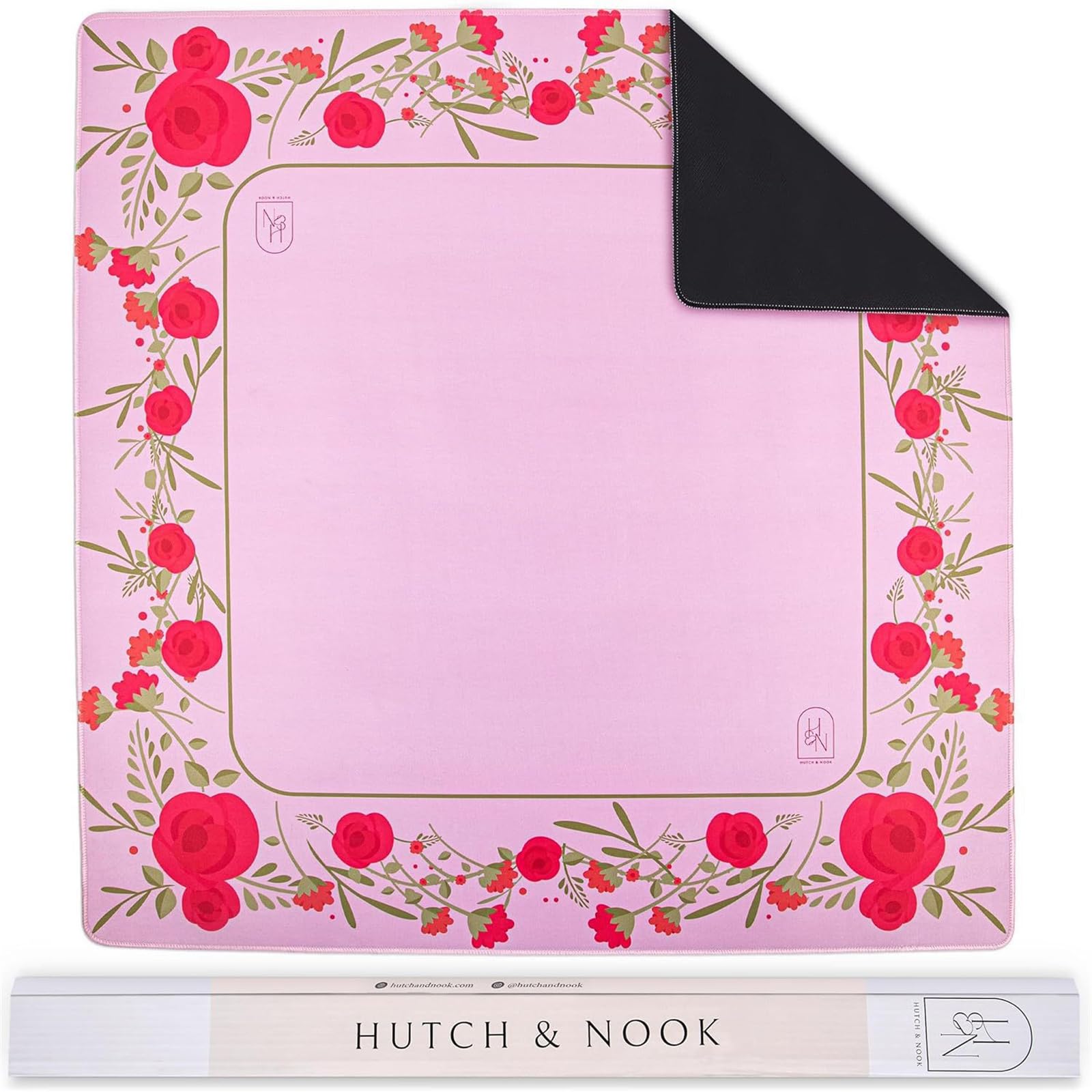 Lukery Silent Wear-Resistant Square Mahjong Mat for Table (Pink,120x120cm)