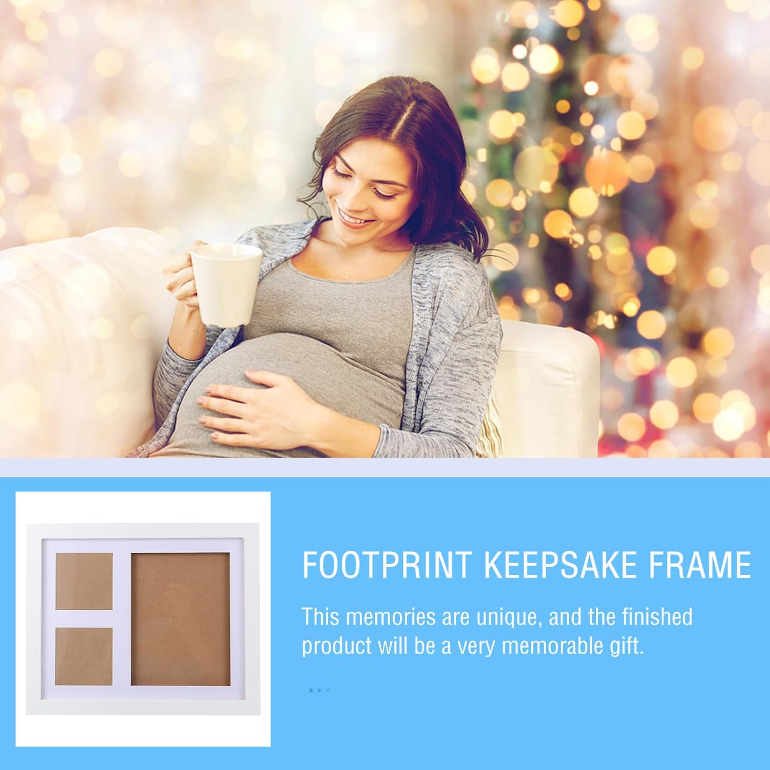BESPORTBLE 1set Newborn Handprint and Footprint Photo Frame Keepsake Memory Holder for Growth Elegant Design for Showers and Nursery Decor