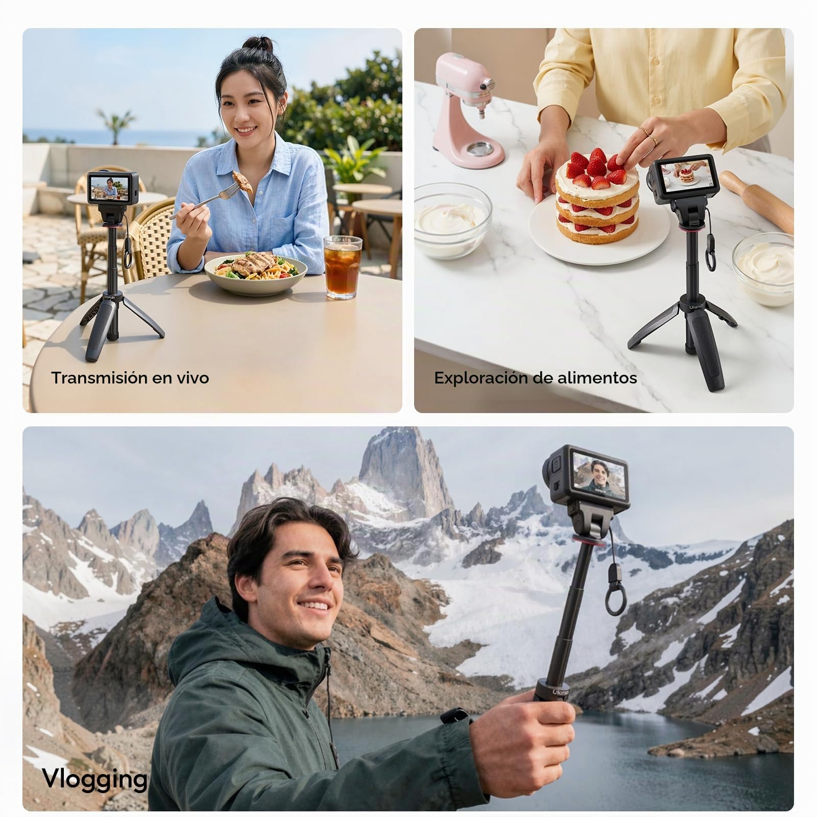 ULANZI MT99 - Trípode de cámara de acción pequeño para DJI Osmo Action 5 Pro/Action 4/Nano, soporte adaptador magnético de liberación rápida, clip de mochila multimodo, palo de selfie/mini trípode