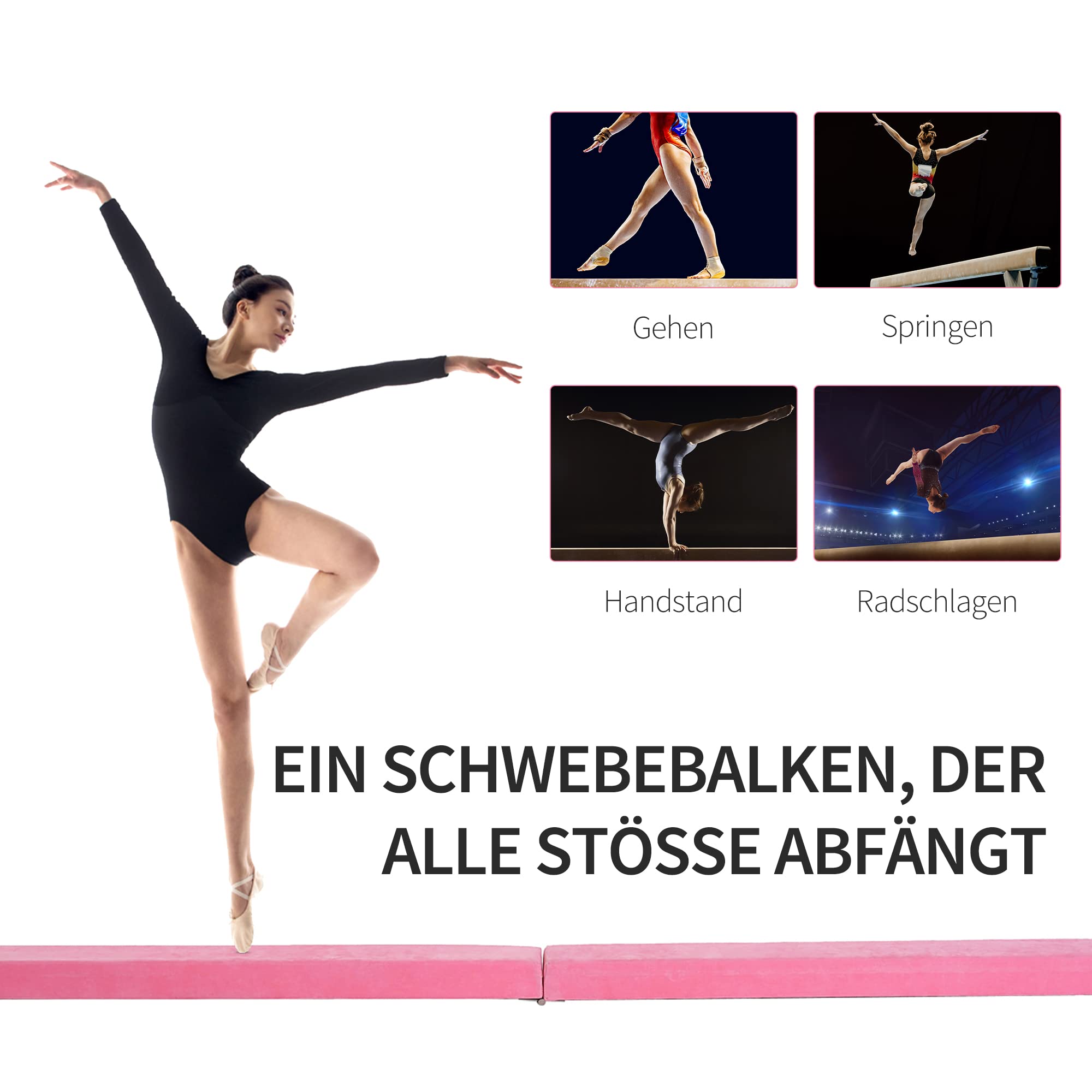 HOMCOM 210 cm Schwebebalken Turnbalken Indoor Outdoor Balance Beam Klappbarer Turnbalken Balance Balken Balancierbalken bis 120 kg
