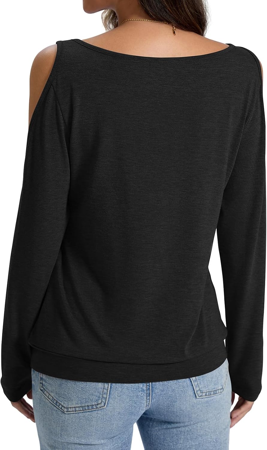 Womens Cold Shoulder Tops Banded Bottom Long Sleeve Shirts Boat Neck Fall Sexy Casual Outfits 2026 - Image 5