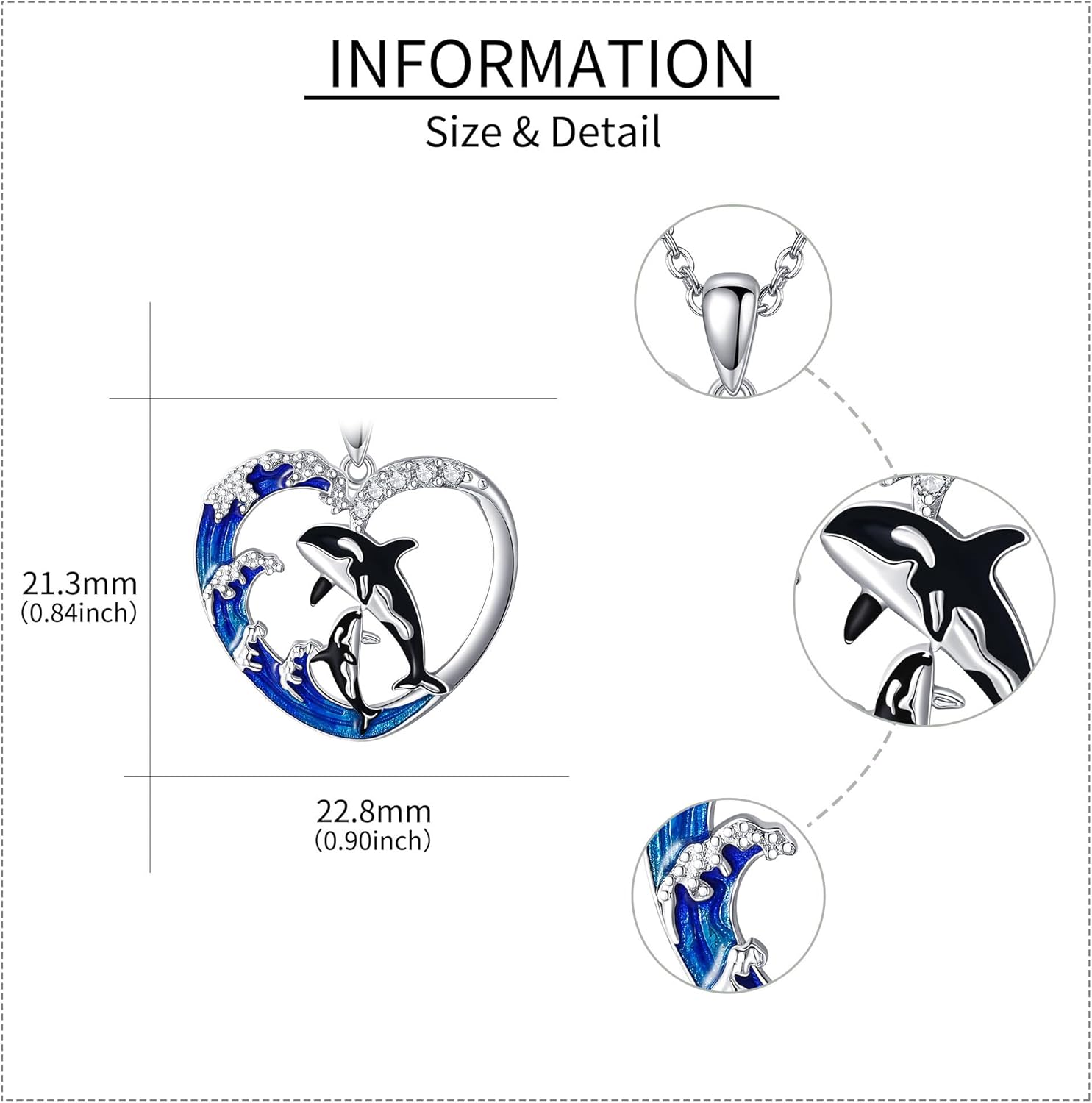 Mother Daughter Necklace 925 Sterling Silver Orca Killer Whale/Chicken/Dinosaur/Dandelion Mother Son Daughter Pendant Necklace Abalone Shell Sea Ocean Animal Jewelry Mothers Gifts for Women Mom - Image 3