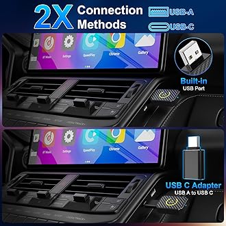 Mini Android Auto & CarPlay Wireless Dongle, 2-in-1 Wireless CarPlay Adapter for iPhone IOS 10+/Android 11+, USB-C/USB