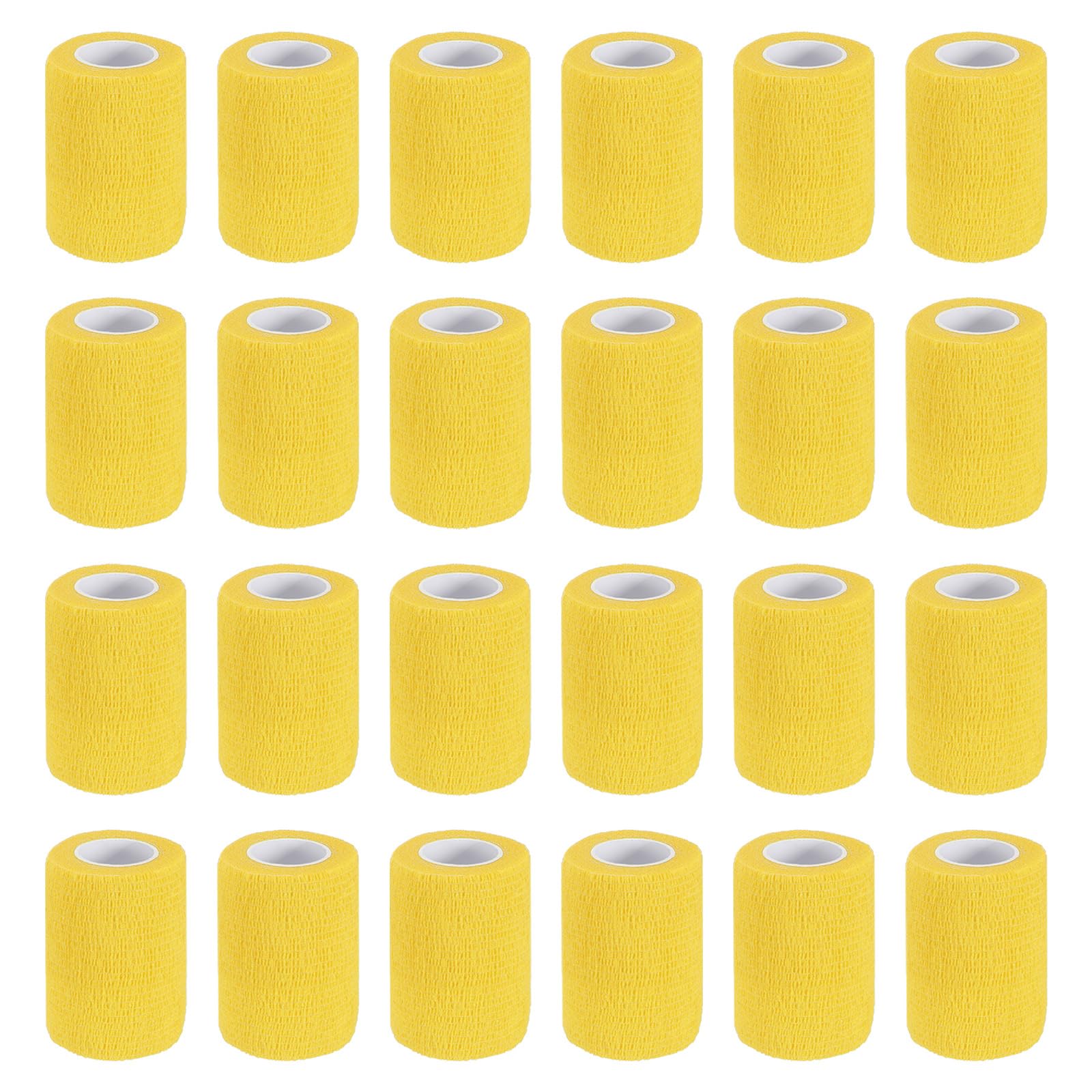 PATIKIL Vendaje autoadhesivo de 177 x 3 pulgadas, 24 cintas elásticas autoadhesivas y transpirables para deportes, elásticas, atléticas, muñecas, tobillos, al aire libre, color amarillo
