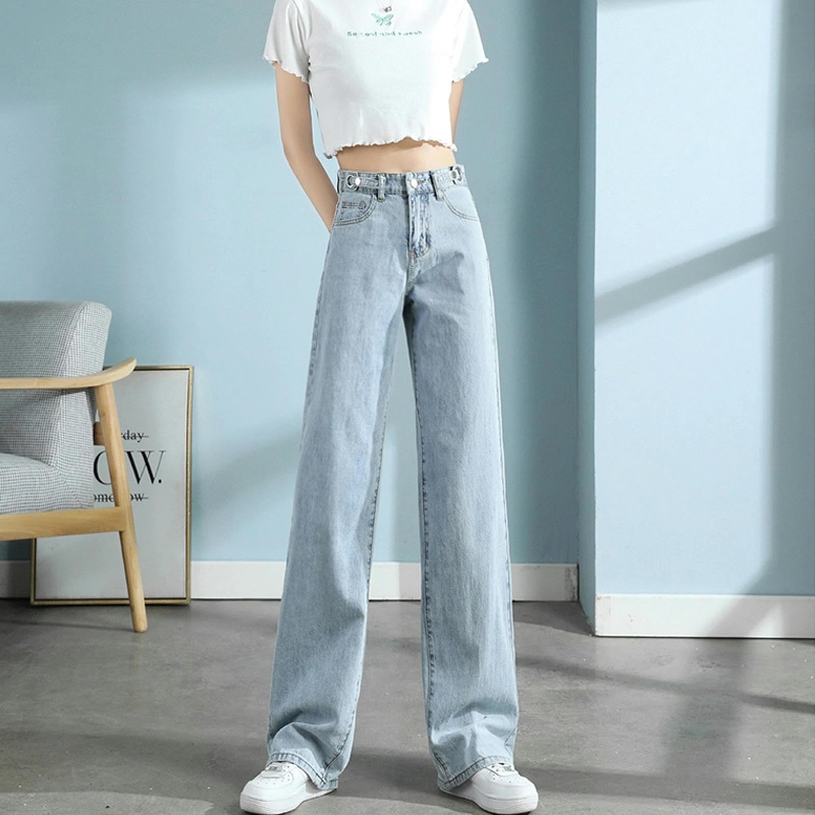 MdybF Jeans Donna Jeans Donna Pantaloni Larghi Pantaloni da Cowboy per Donne Abbigliamento Jeans Abbigliamento Jeans in Vita Alta per Abiti da Donna