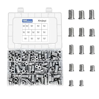 180Pcs Threaded Inserts for Wood M4/M5/M6/M8/M10 Nuts,Threaded Inserts Nuts