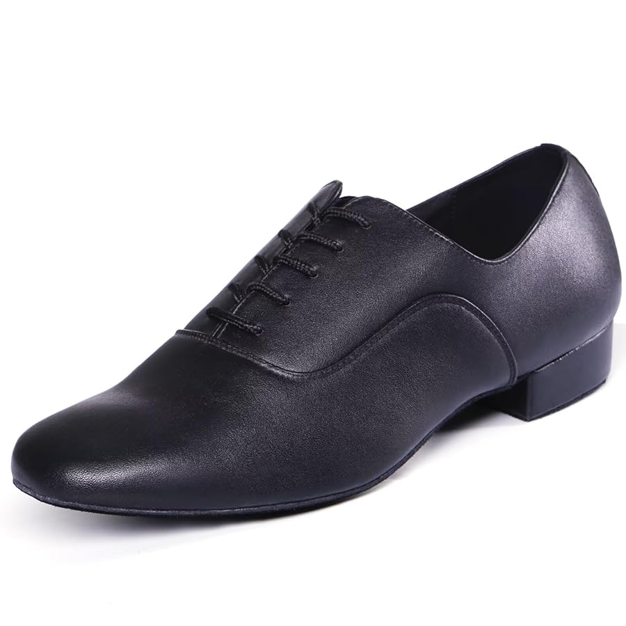 Keemi Men's Ballroom Dance Shoes - PU Leather, Anti-Slip Suede Sole, Lace-Up, Comfortable For Latin, Salsa, Tango, Waltz