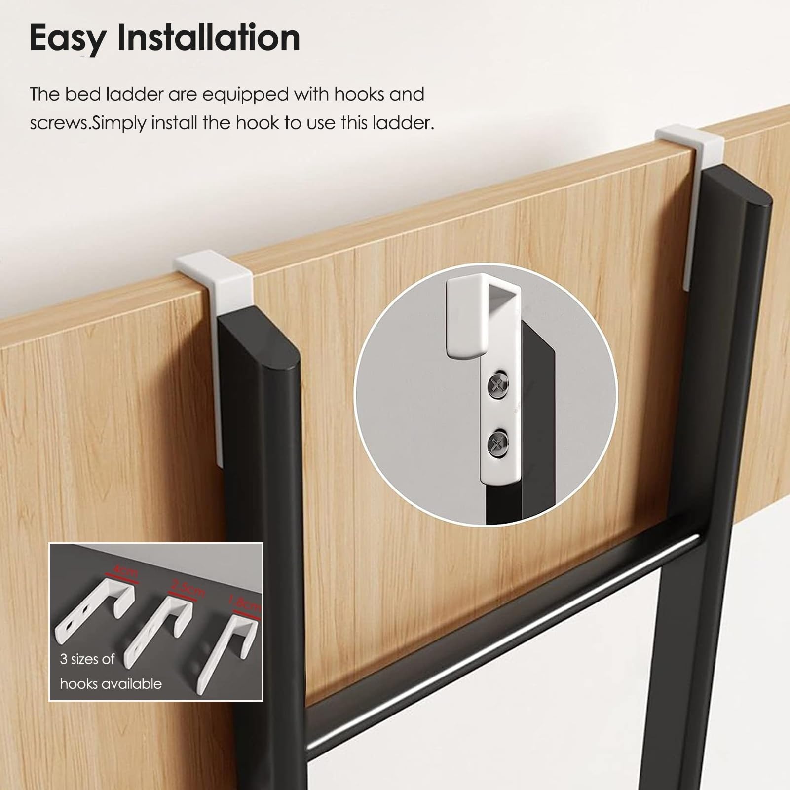 Genérico Escalera Ajustable para literas de Caravana, Escalera para Cama de Remolque con Ganchos, Escalera de Metal Resistente para Dormitorio, altillo, Caravana, Escalera de Repuesto portá