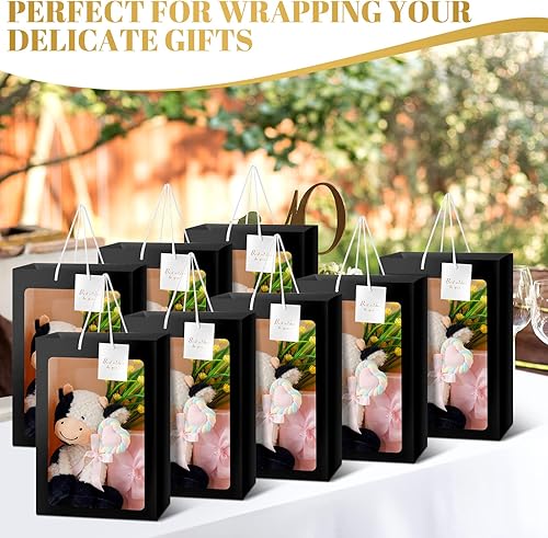 Miniatura 2 de 24 bolsas de regalo transparentes con ventana de 13.8 x 9.8 x 5.9 pulgadas, bolsas de regalo transparentes con asa, bolsas de papel para el día de