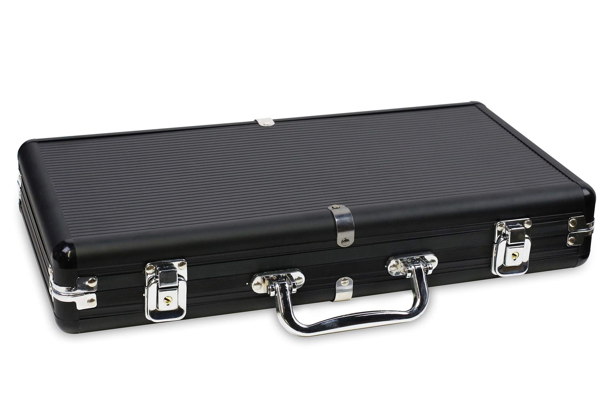 Mallette Poker 300 Jetons Deluxe - Set de 300 jetons de Poker 14g+Mallette Aluminium Noir+2 Jeux de Cartes 100% Plastique+Bouton Dealer