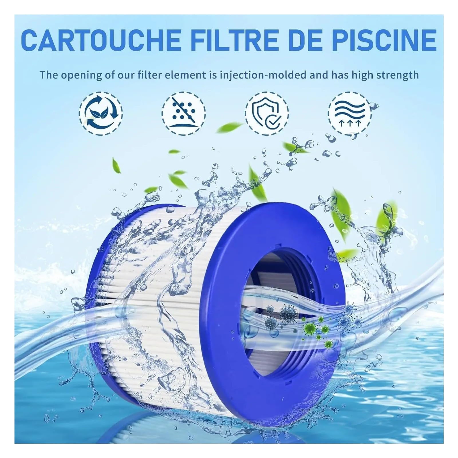 Filtres de Piscine à Cartouche, compatibles avec Clever Spa,8106,Aqua Spa,B Cool 2,Be Spa, compatibles avec Ospazia, Filtre for Jacuzzi de Piscine et Spa(12pcs)