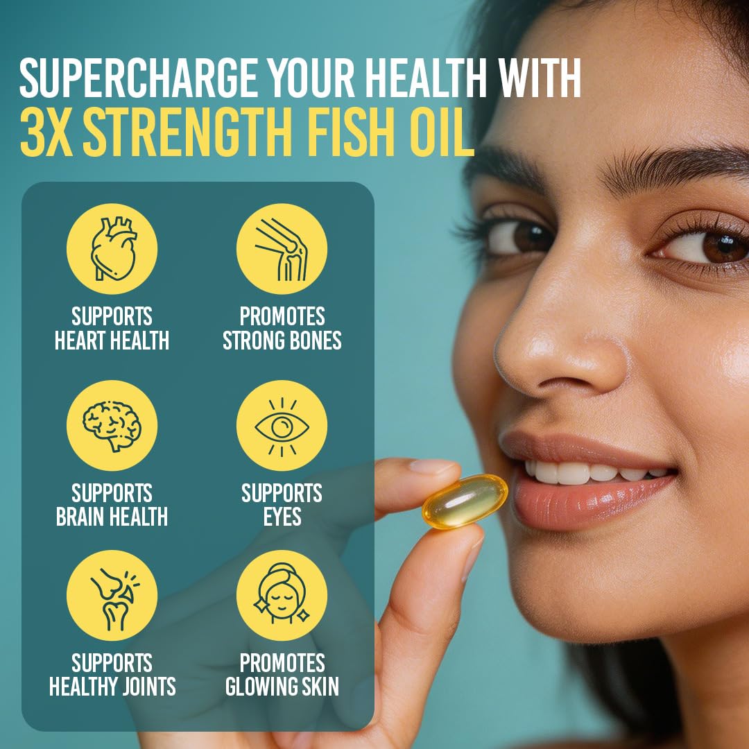 WOW Life Science Omega-3 Fish Oil 1300 Mg Triple Strength 550Mg Epa 350Mg Dha,Burpless,Mercury Free,Ideal For Keto Diet,1 Count 1