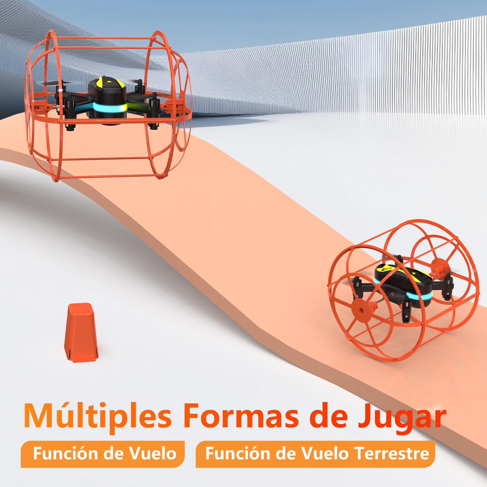M17 Mini Dron Quadricóptero RC con Escudo Protector Modo Dual Tierra Aire Despegue Aterrizaje con Un Botón Modo sin Cabeza 3 Ajustes de Velocidad 2Baterías Recargables Regalos Fácil de volar