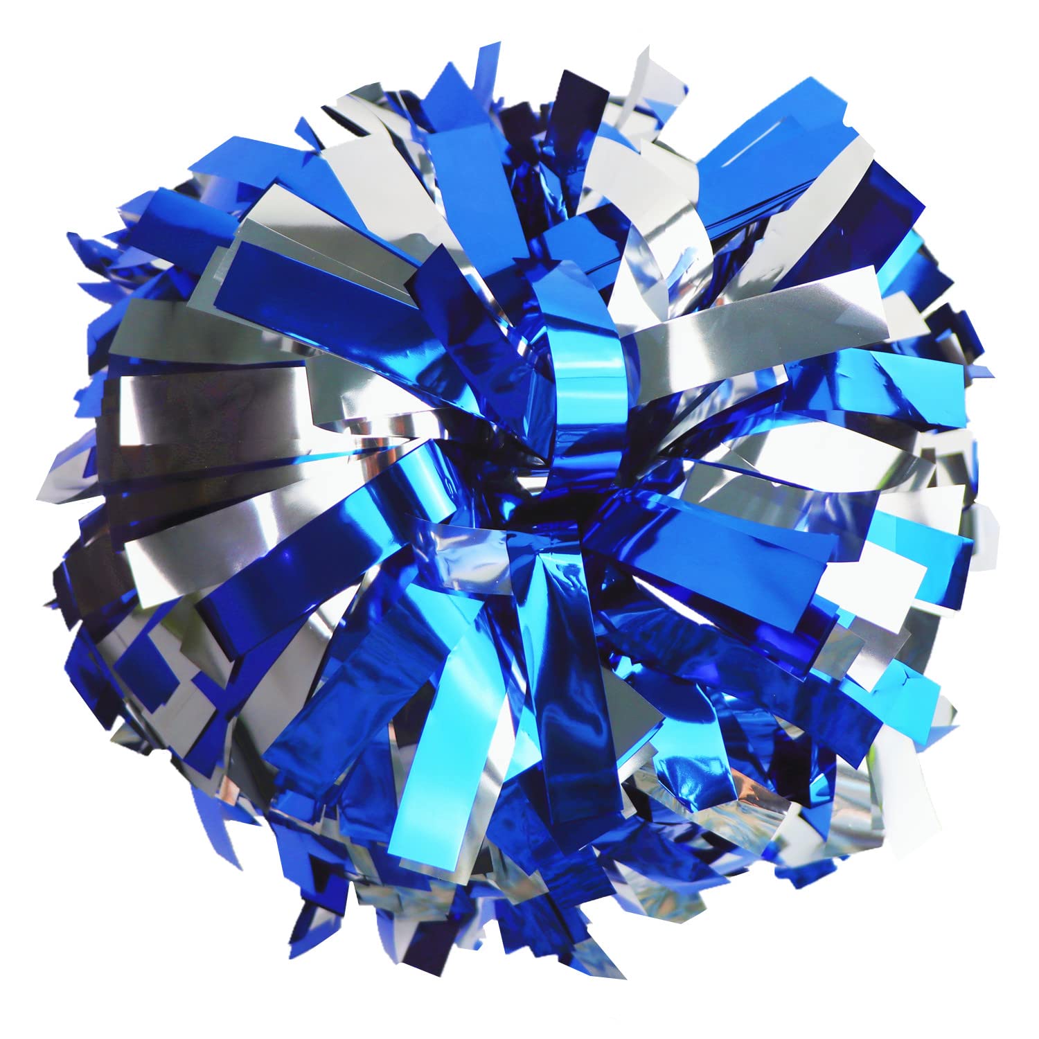 Gbateri 1 Pair 6" Metallic Cheerleading Pom Poms with Baton Handle, Cheerleader Pom Poms, Cheer Pom Poms, Cheering Pom Poms for Girls Adults Sports Team Spirit Cheering Squad(Royal Blue and Silver)