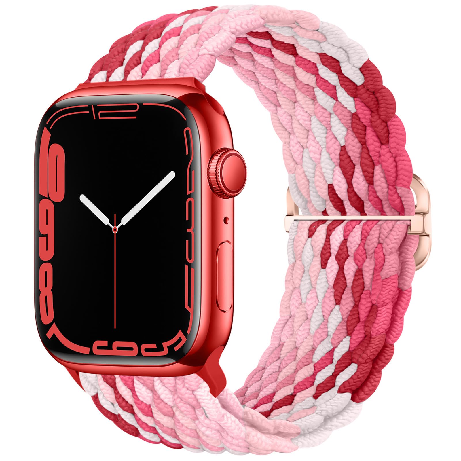 Qimela Stretchy Solo Loop Compatible with Apple Watch Band 49mm 46mm 45mm 44mm 42mm 41mm 40m 38mm for Women Men,Sport Breathable Braided Wristband for