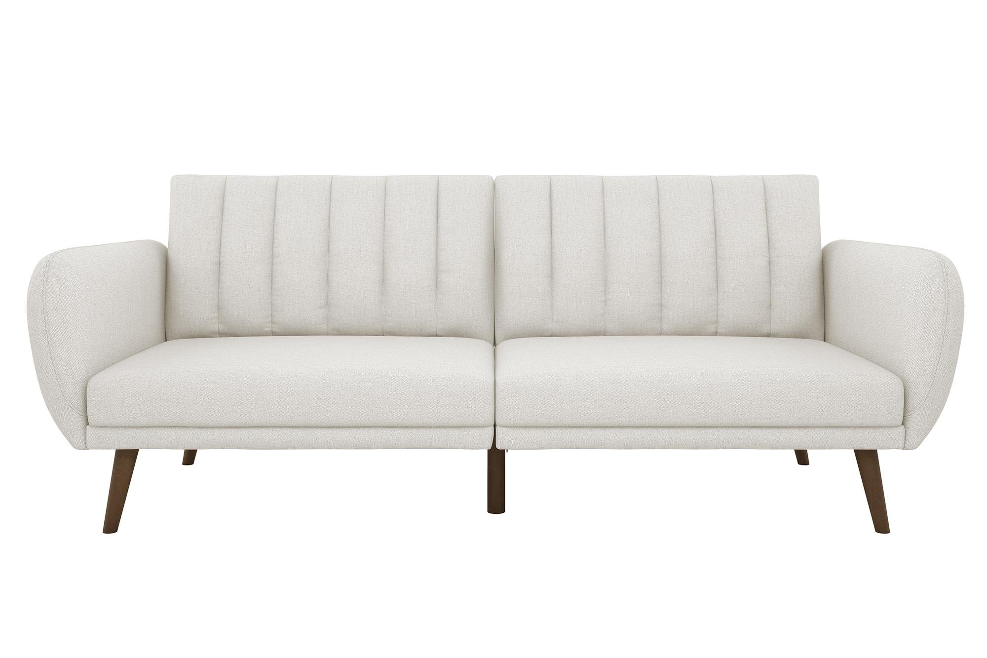 Novogratz Brittany Sofa Futon - Premium Upholstery and Wooden Legs - Grey