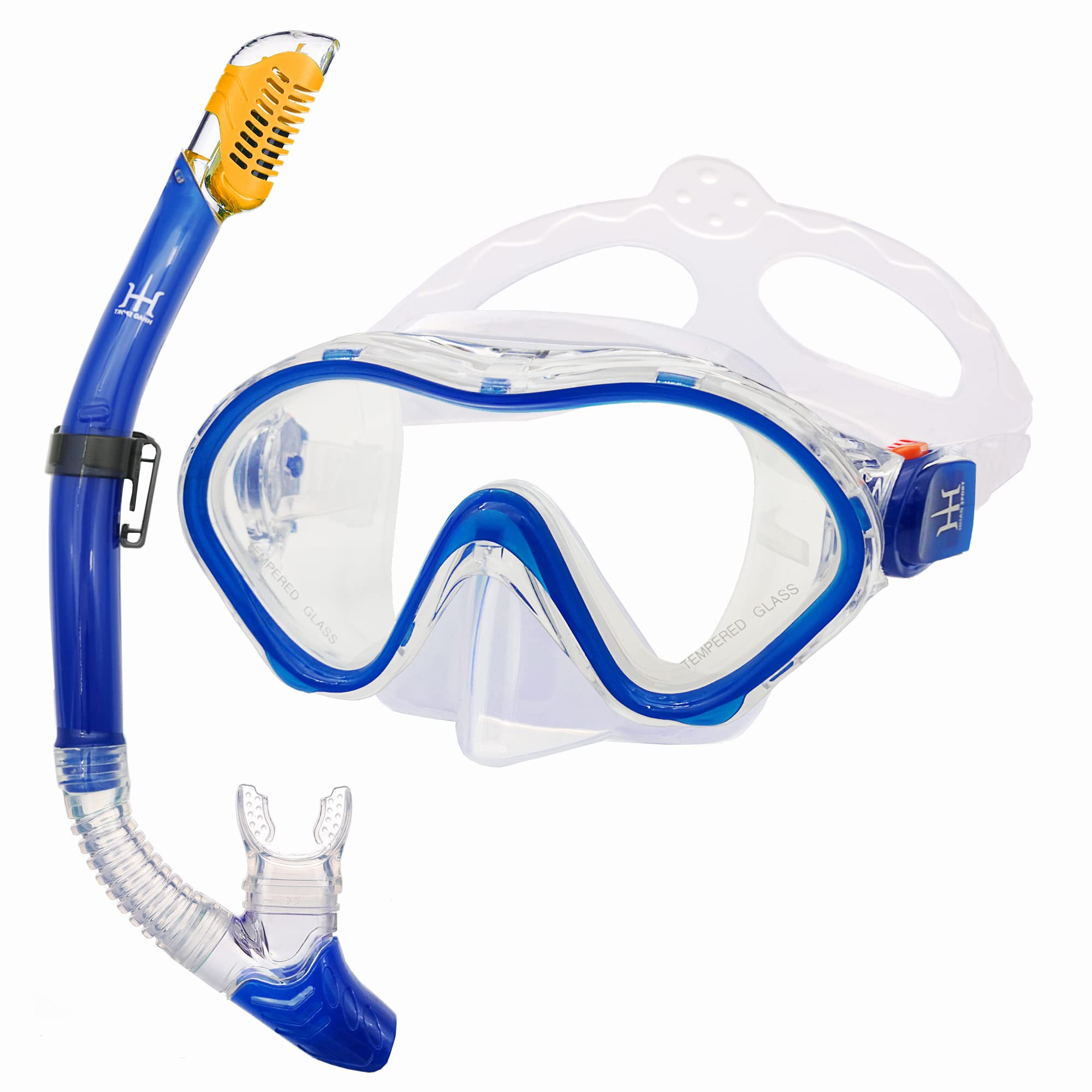 Kids Snorkeling Gear Dry Snorkel HHAO Sport Kids Snorkel Set Junior Anti Fog 180° Panoramic View, Swim Goggles with Nose Cover Scuba Diving Mask for Boys Girls, 4-15 Yrs Old