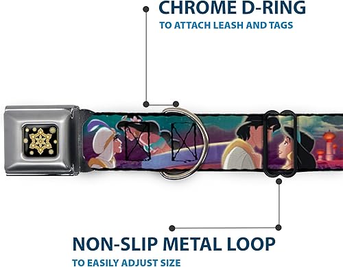 Miniatura 5 de Collar de perro hebilla de cinturón de seguridad Aladdin Jasmine Scenes Castle Birds 15 a 26 pulgadas 1.0 pulgadas de ancho