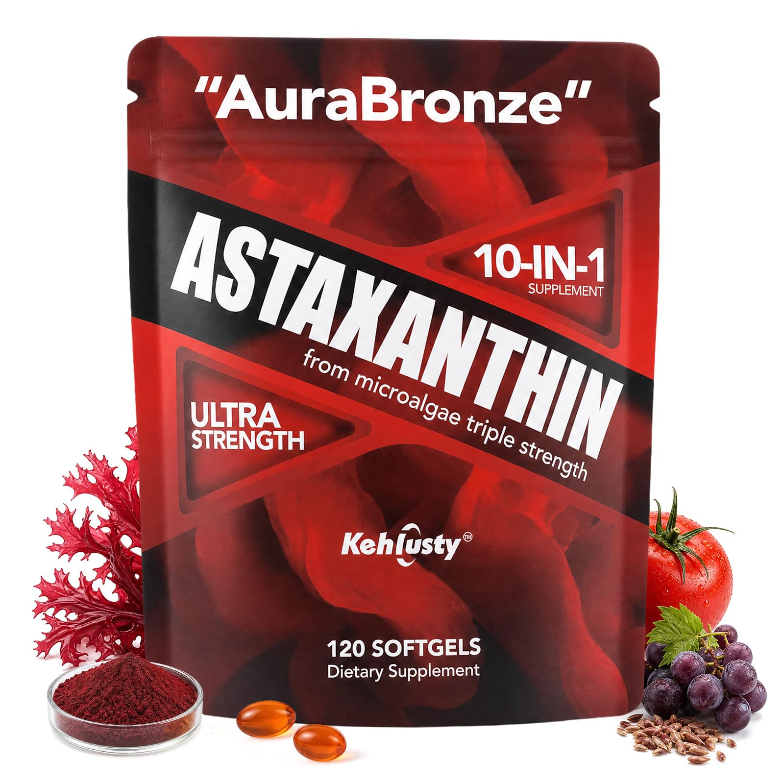 Astaxanthin 12mg, 10-in-1 Ultra Strength, 120 Softgels