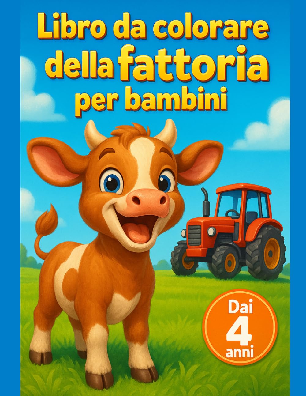 Libro da colorare della fattoria per bambini: Dai 4 anni: scene rurali da riempire con linee spesse e disegni semplici di mucca maiale pecora e trattori