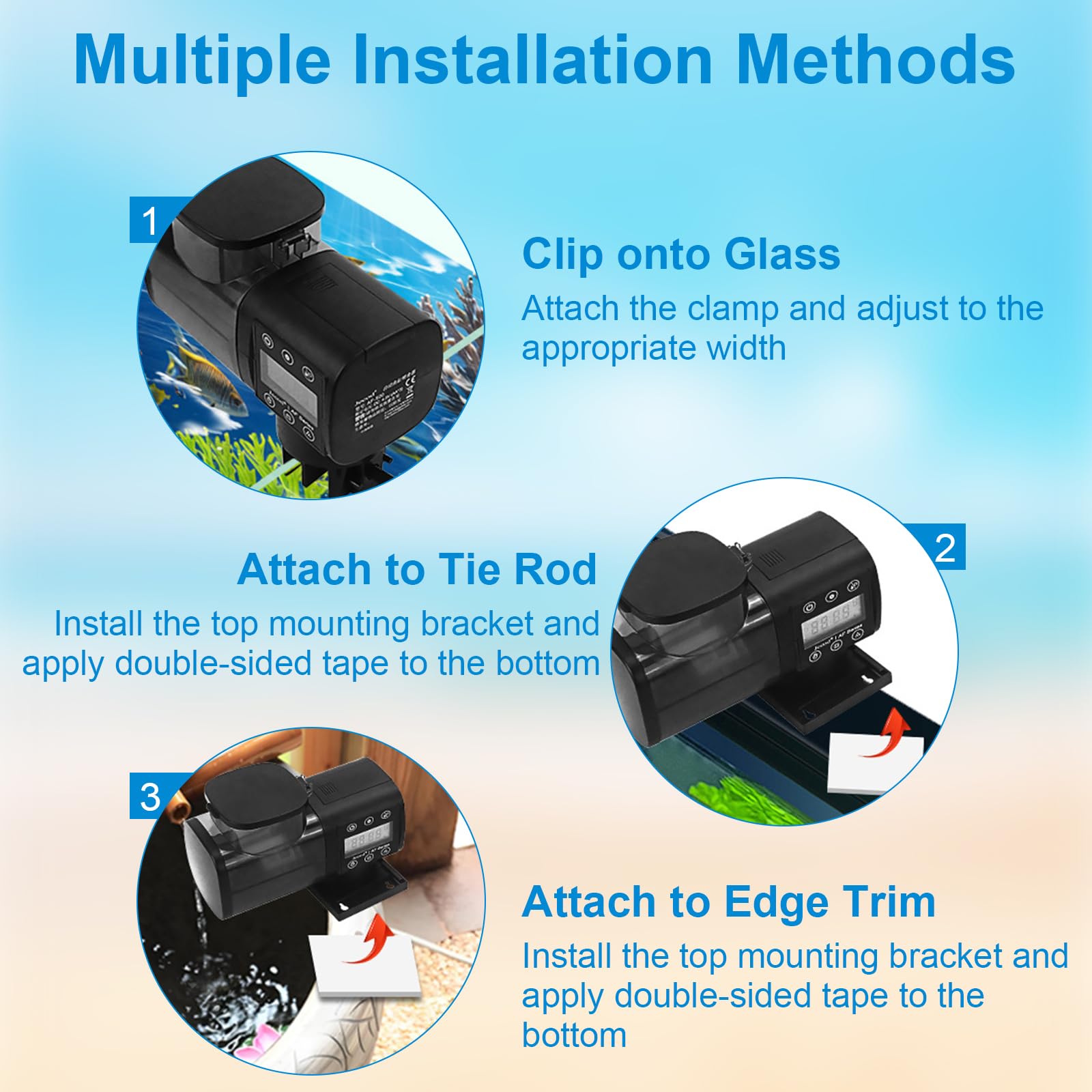 Automatischer Futterspender Fische mit DREI zeitgesteuerte Fütterungsmodi,500ml Futterautomat Aquarium für Koi Fische Teich mit LCD Display Controller Fish Feeder Automatic,Präzisionsfütterung