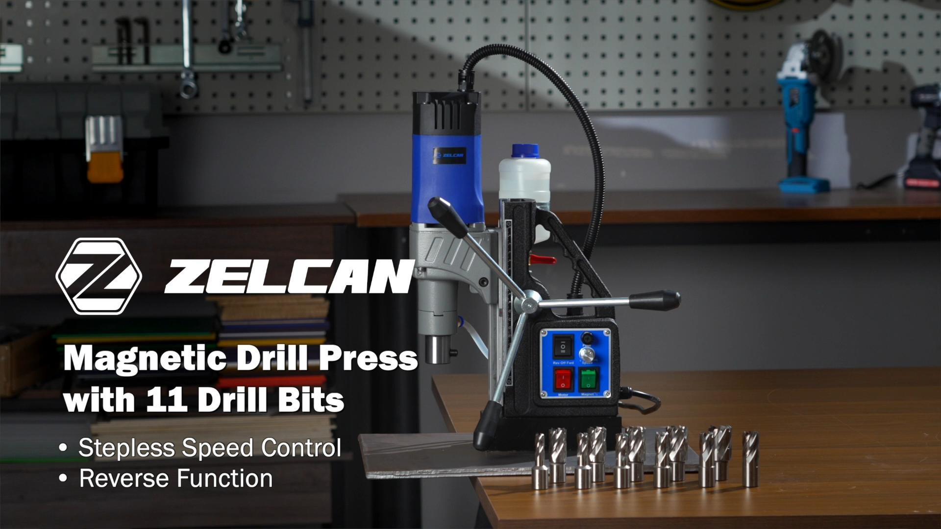 ZELCAN Mag Drill Press with 11 Pcs Bits, 1550W Portable Magnetic