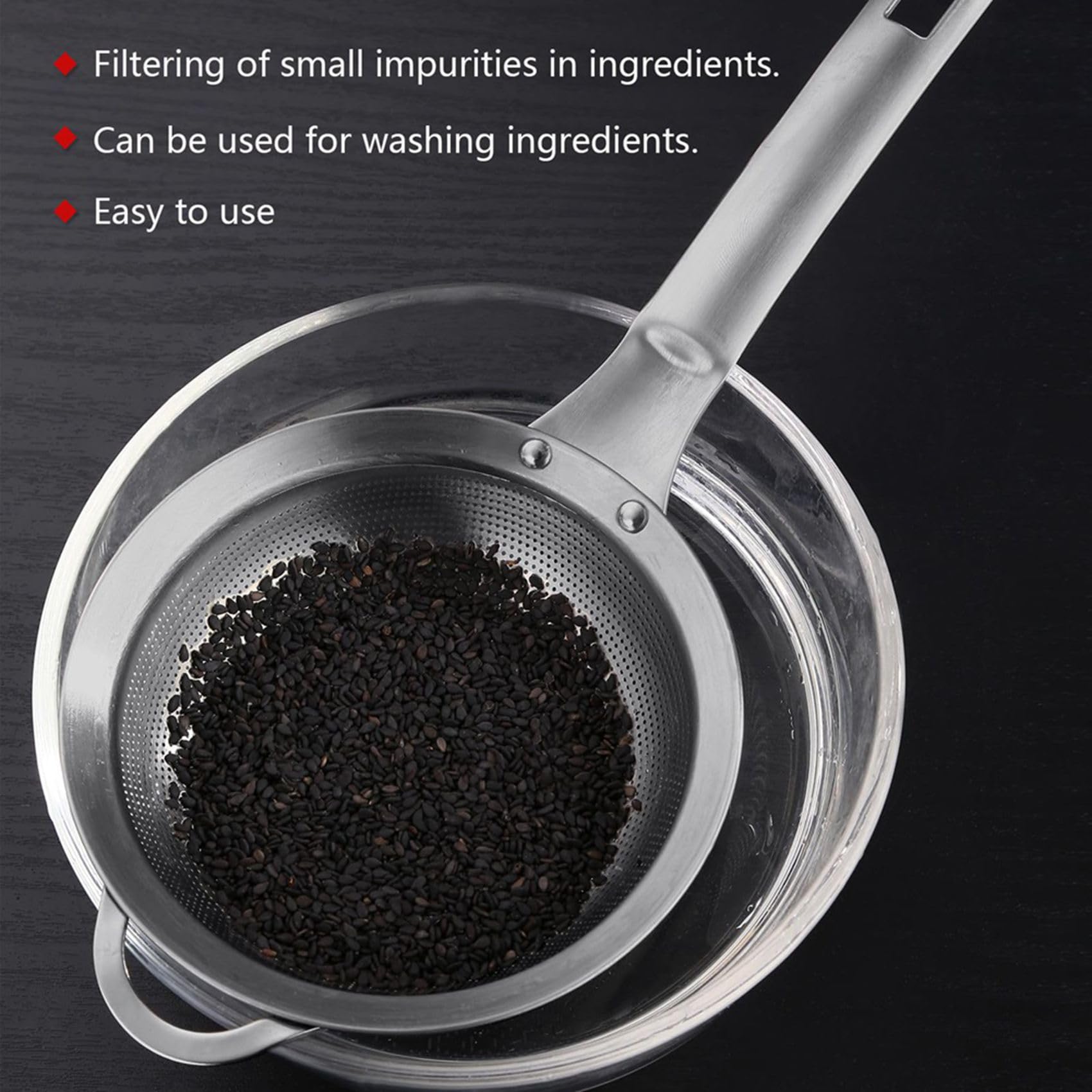 Colador pequeño de fina de acero inoxidable con de metal, juego de 12 unidades para cocina