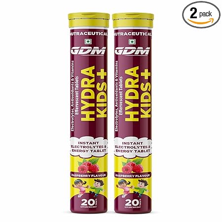 HYDRA KIDS + (ELECTROLYTES, ANTIOXIDANTS & VITAMINS) EFFERSVESCENT TABLETS (RASPBERRY, PACK OF 40 TABLETS)