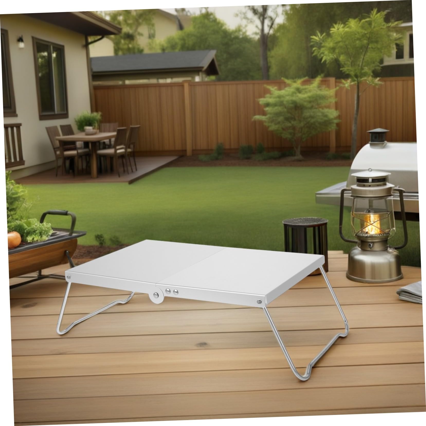 STOBAZA Mesa de Camping Plegable Pequeña Rectangular de Aluminio 2piezas