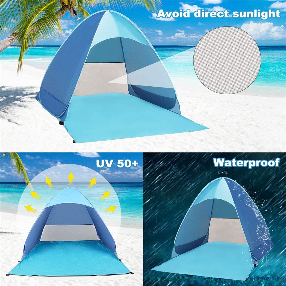 Tende Pop-up, Tende da Campeggio sulla Spiaggia, Tende Pieghevoli per Esterni Resistenti Ai Raggi UV, Leggere E Impermeabili, Come Tende da Sole per Le Case dei Bambini E I Giardini Blu - Ray