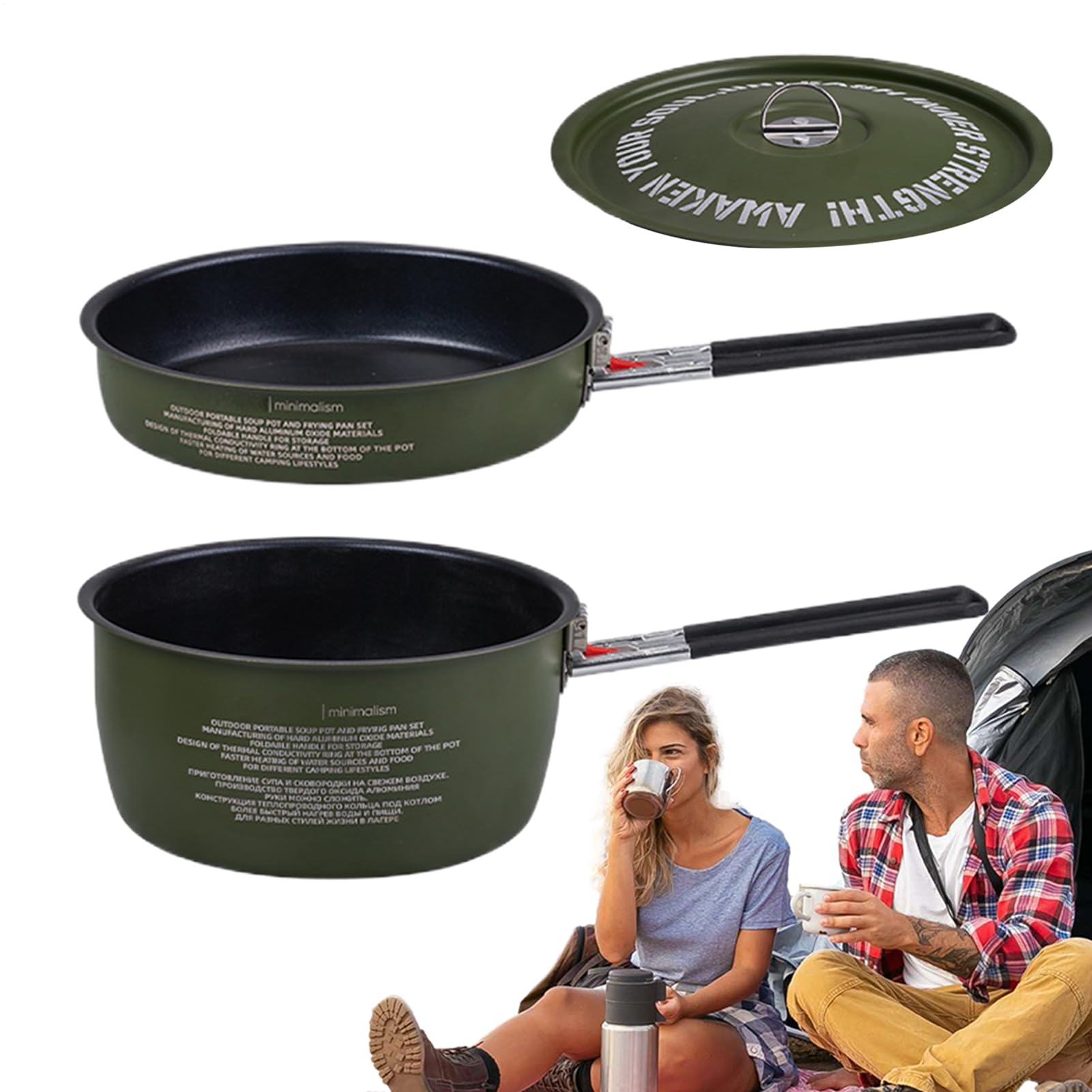 Set pentole da campeggio Impilabile compatto riscaldamento uniforme | Set Da Cucina Da Trekking Outdoor, Backpacking, Escursionismo, Camper, Sopravvivenza, Caccia, Spiaggia, Famiglia, Coppie
