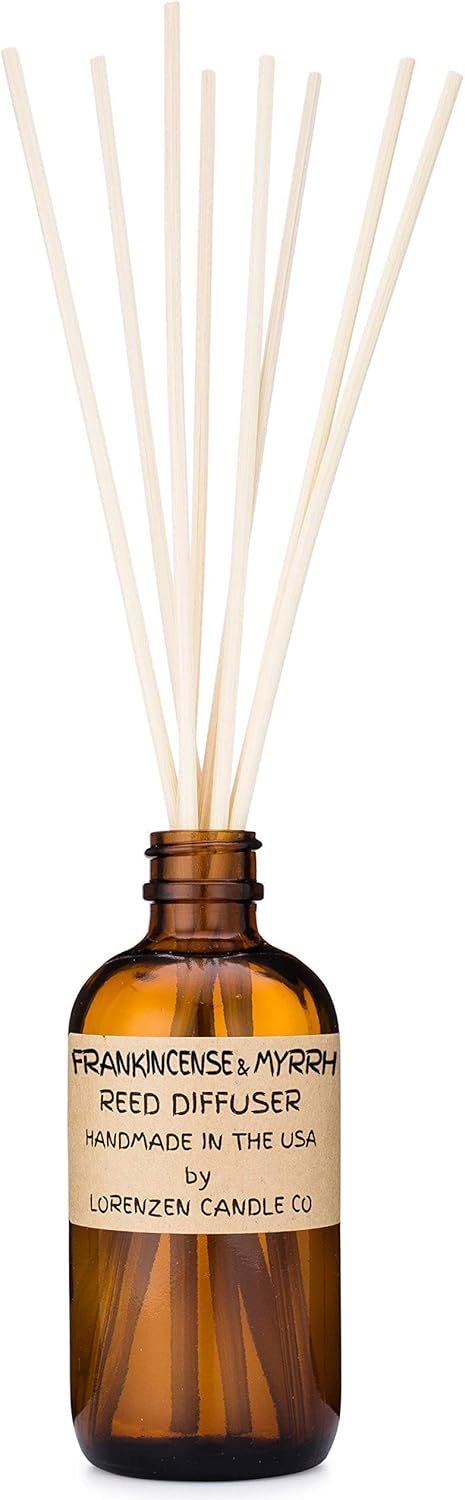 Frankincense & Myrrh Reed Diffuser Set | Handmade in The USA by American Workers | Lasts for 2-3 Months |